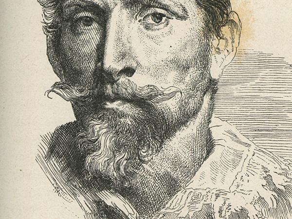 Retrato de Snyders, copia de aguafuerte de Anton van Dyck